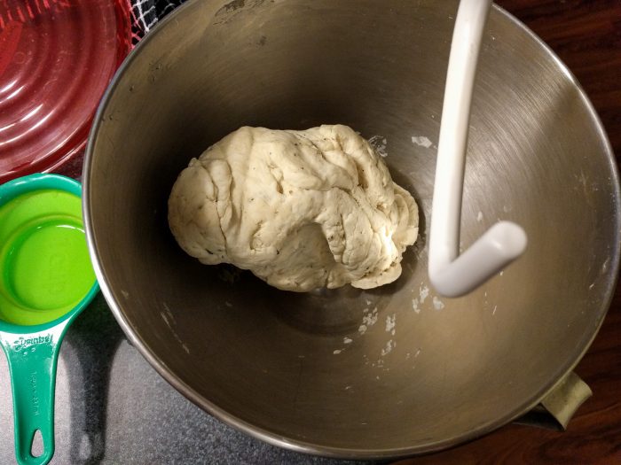 top down view of Black Pepper and Gouda dough