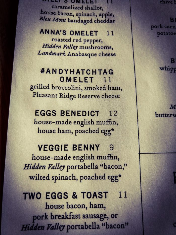 eggs benny menu from olivers