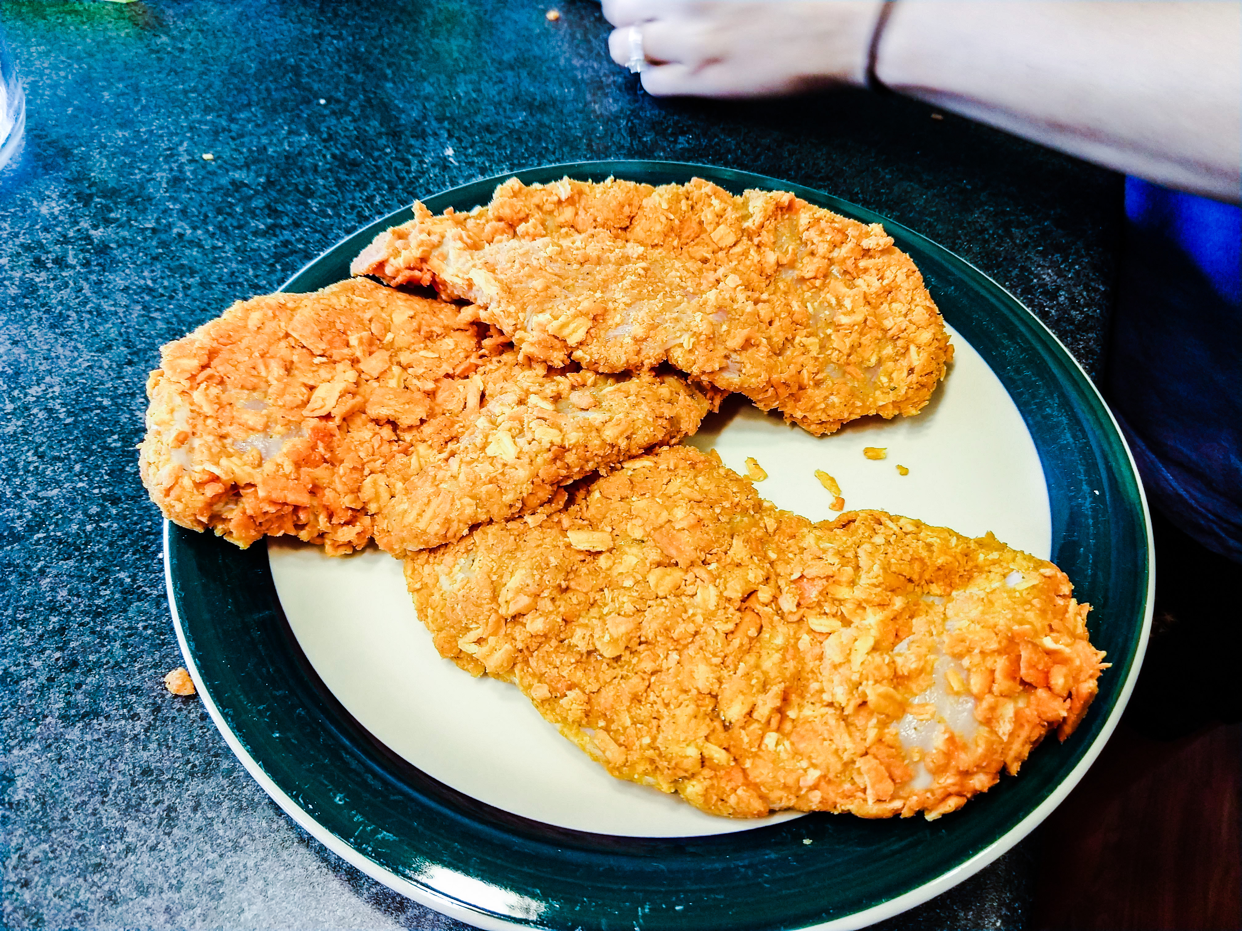 breaded chicken with cheez-its