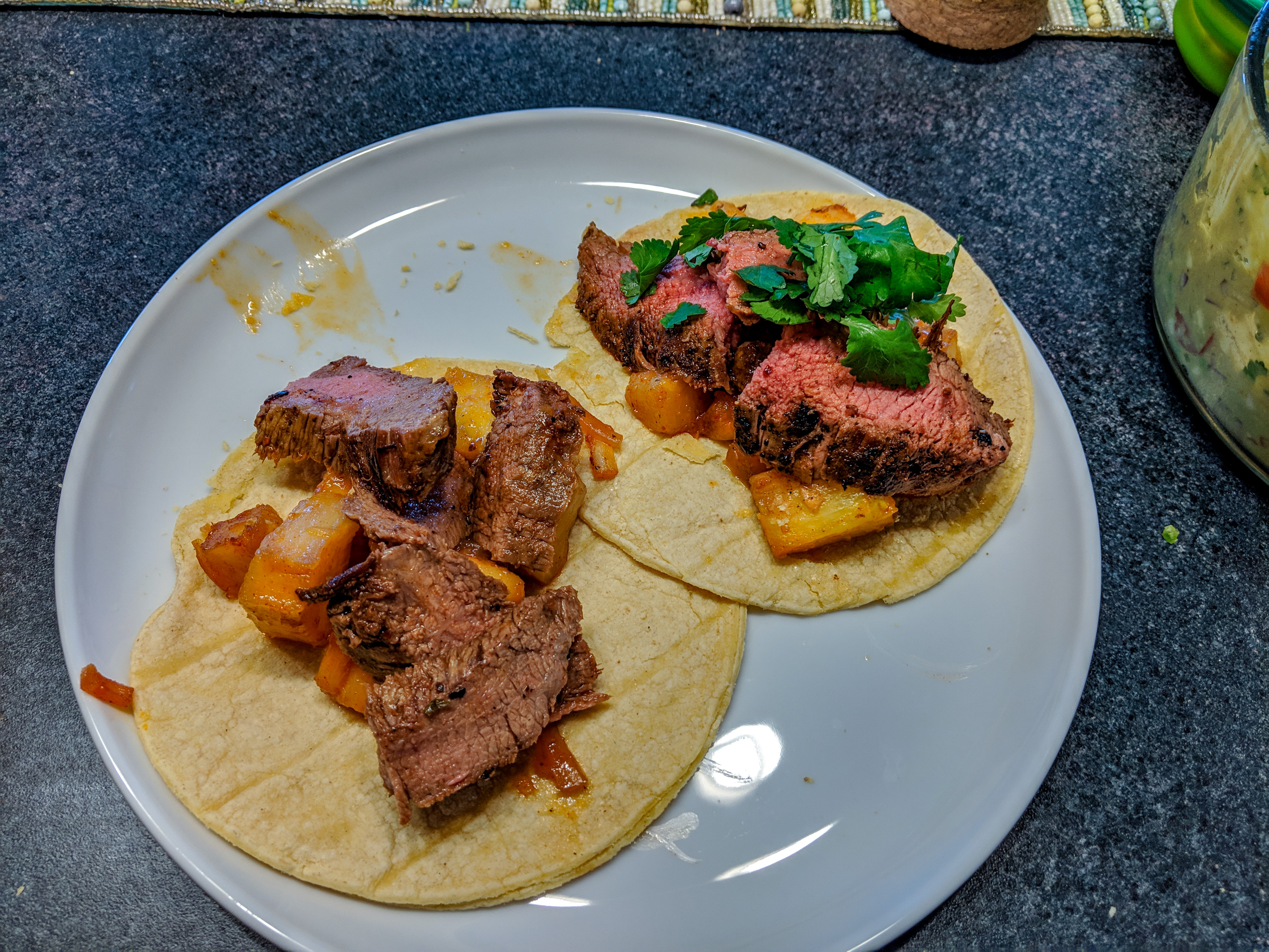 steak tacos with pineapple